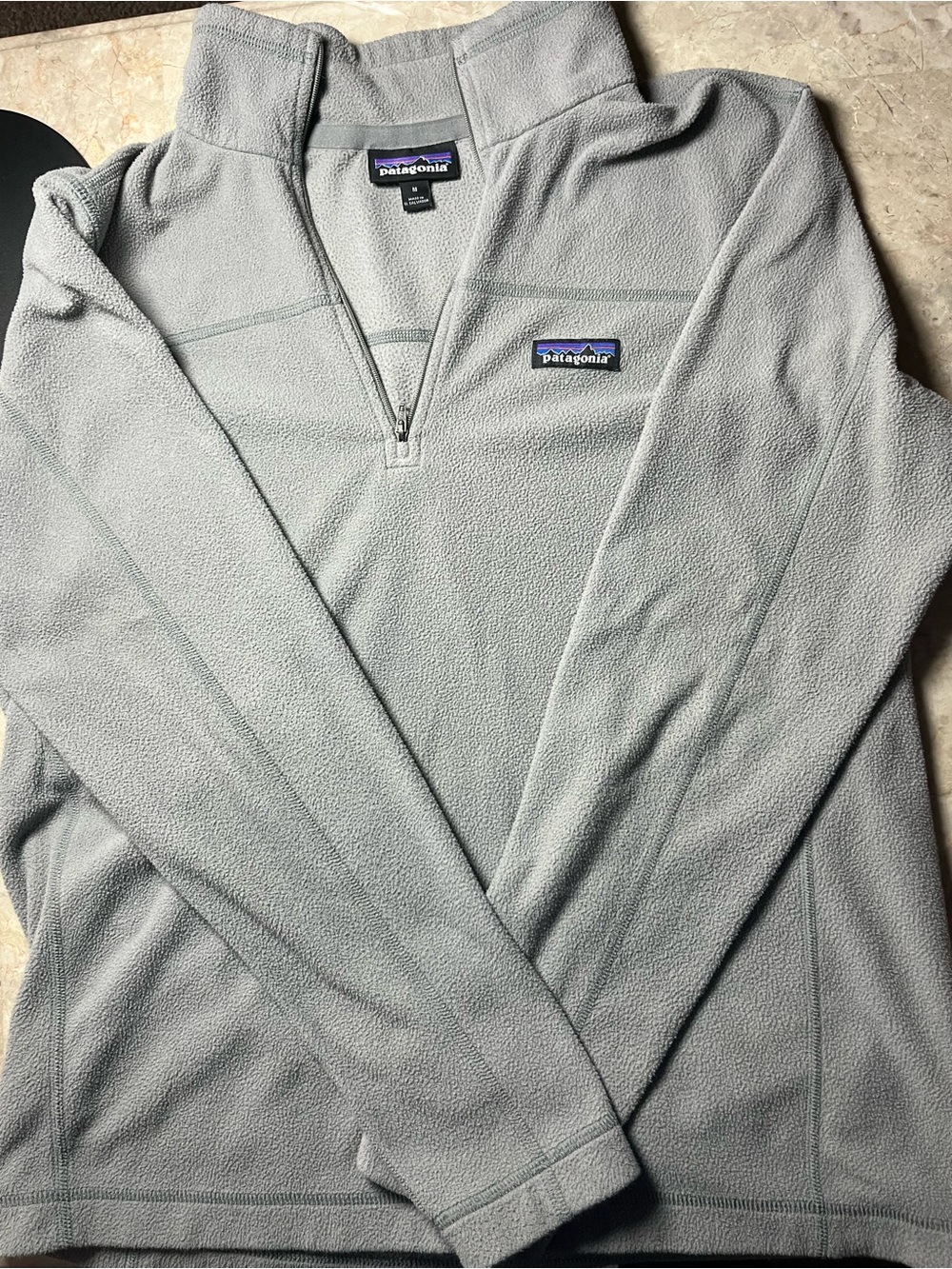 Patagonia Light Gray Quarter-Zip Fleece Pullover
